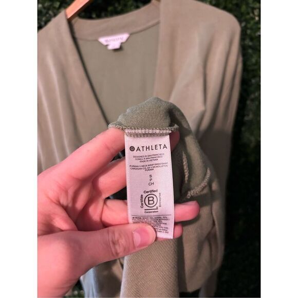 Athleta Purana V Neck Wrap Sweatshirt Green Heather Size Small - Picture 4 of 4